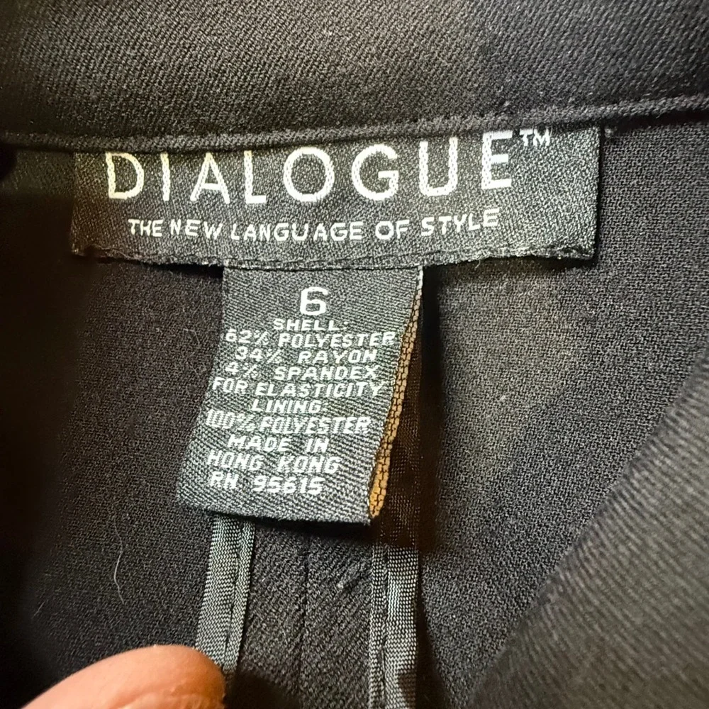 Dialogue Womens Black Zip Up Mock Neck‎ Jacket Blazer Size 6